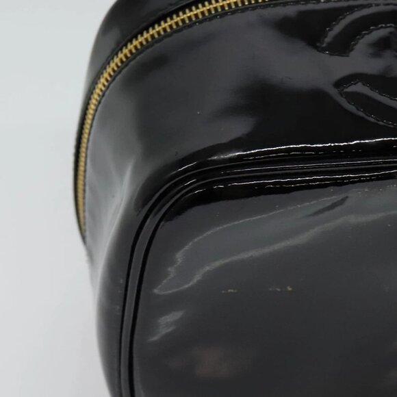 CHANEL Vanity Pouch Patent leather Black Gold CC - Picture 7 of 15
